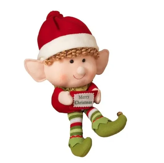 14" Jumbo-Head Plush Elf Shelf Sitter