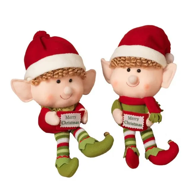 14" Jumbo-Head Plush Elf Shelf Sitter