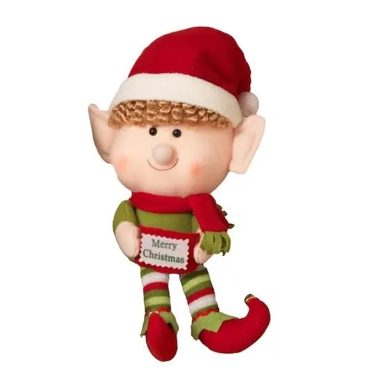 14" Jumbo-Head Plush Elf Shelf Sitter