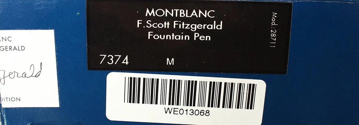 2002 MONTBLANC F. SCOTT FITZGERALD WRITERS EDITION FOUNTAIN PEN BOXES NEVER INKED