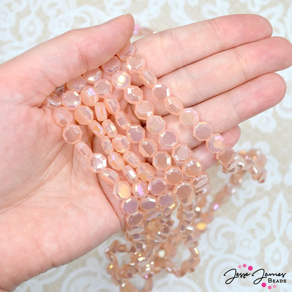 8MM Creamy Peach Fuzz Table Cut Beads