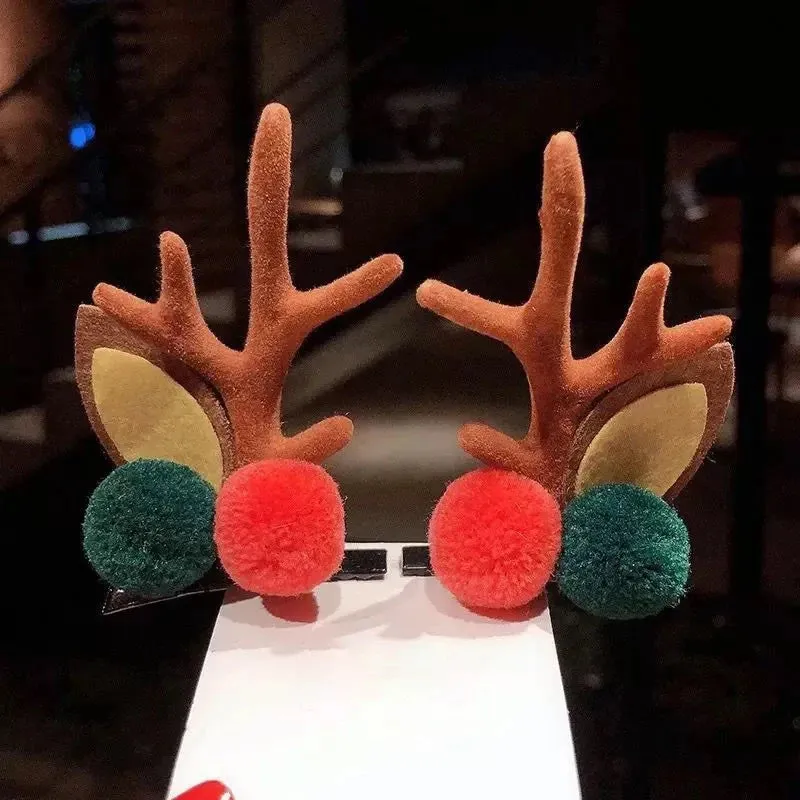 Antler Barrette Clips Xmas