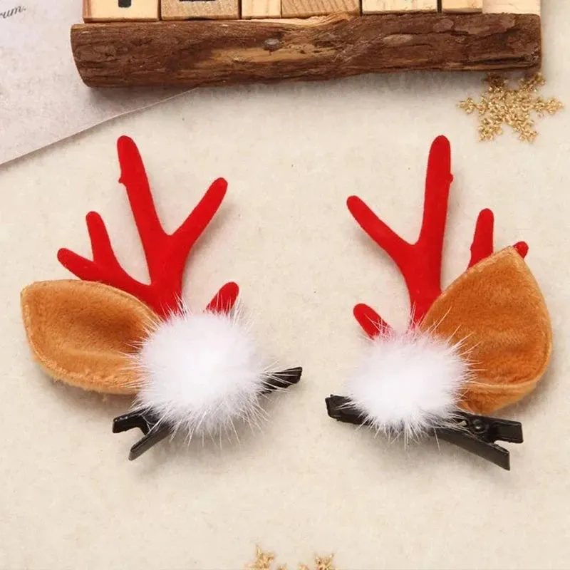 Antler Barrette Clips Xmas