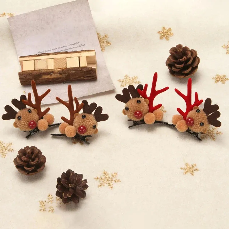 Antler Barrette Clips Xmas