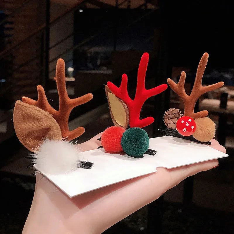 Antler Barrette Clips Xmas