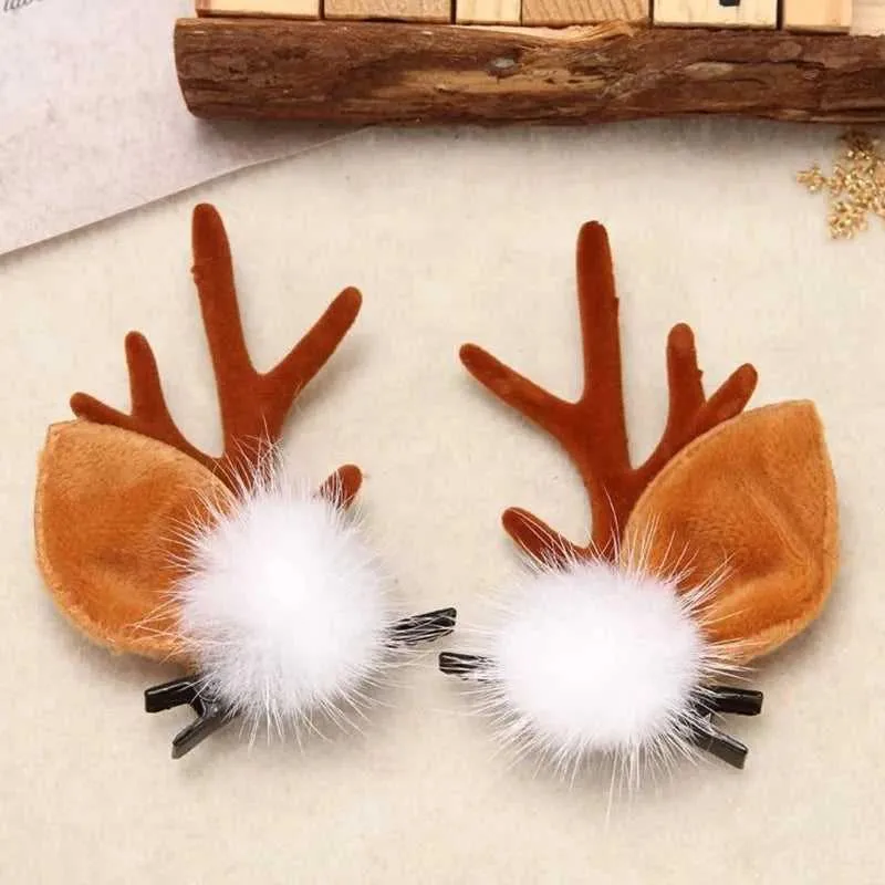 Antler Barrette Clips Xmas