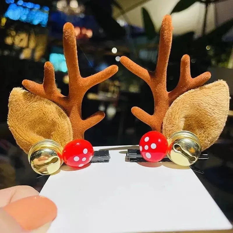 Antler Barrette Clips Xmas