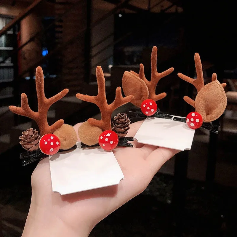 Antler Barrette Clips Xmas