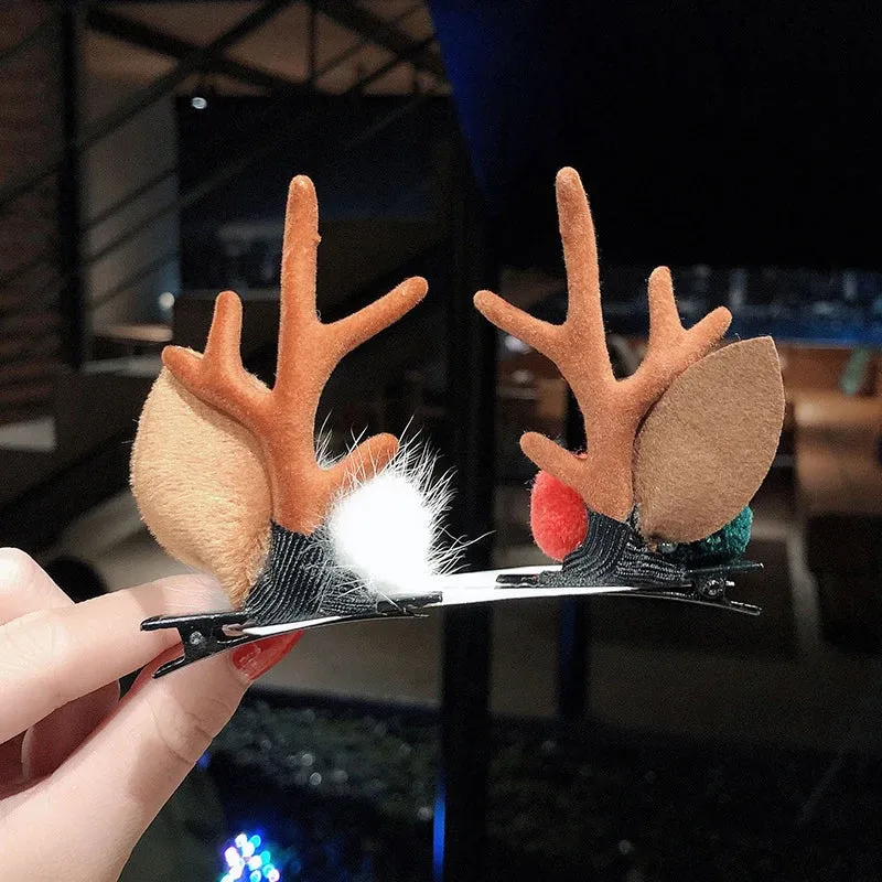 Antler Barrette Clips Xmas