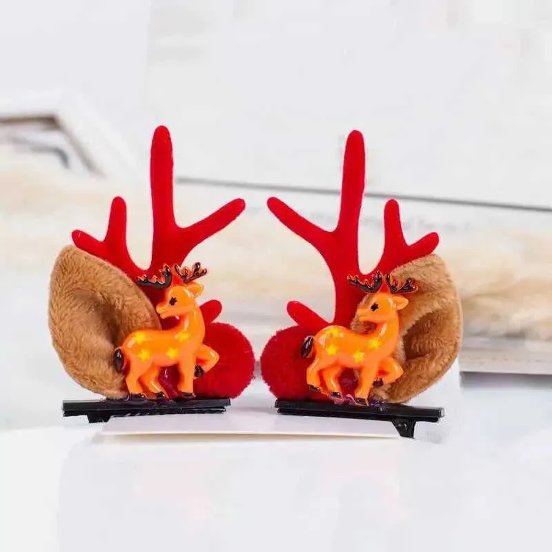 Antler Barrette Clips Xmas