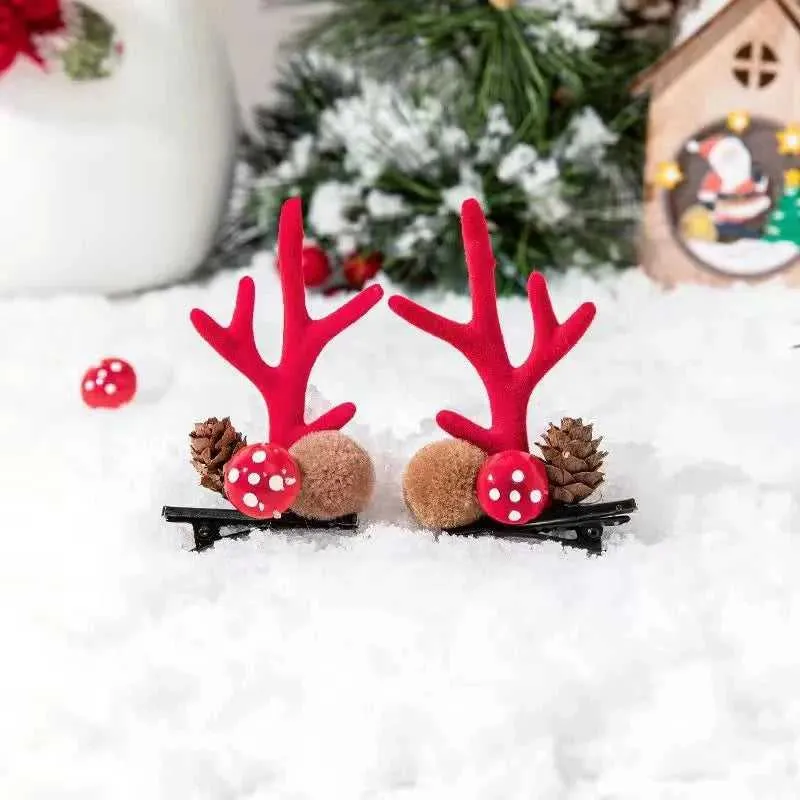 Antler Barrette Clips Xmas