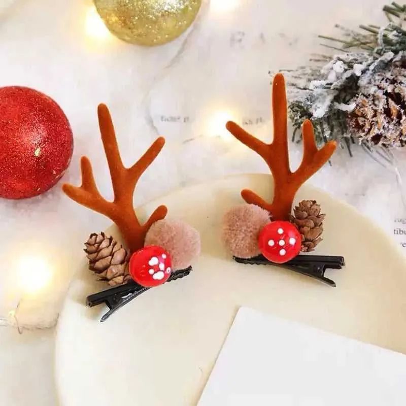 Antler Barrette Clips Xmas