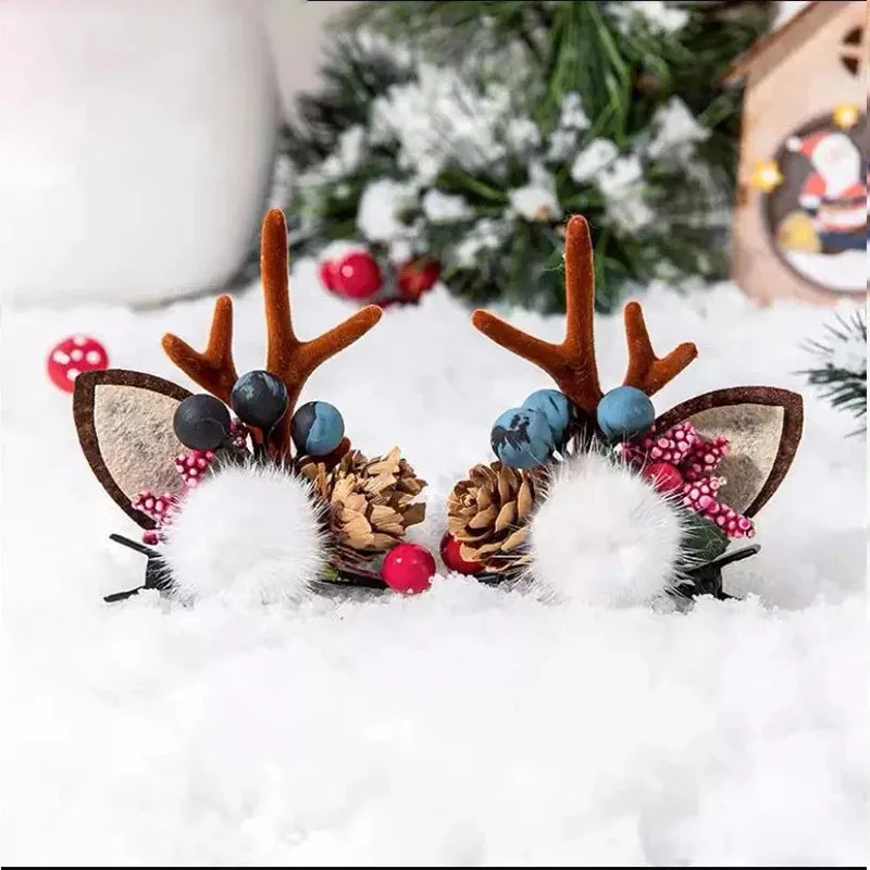 Antler Barrette Clips Xmas