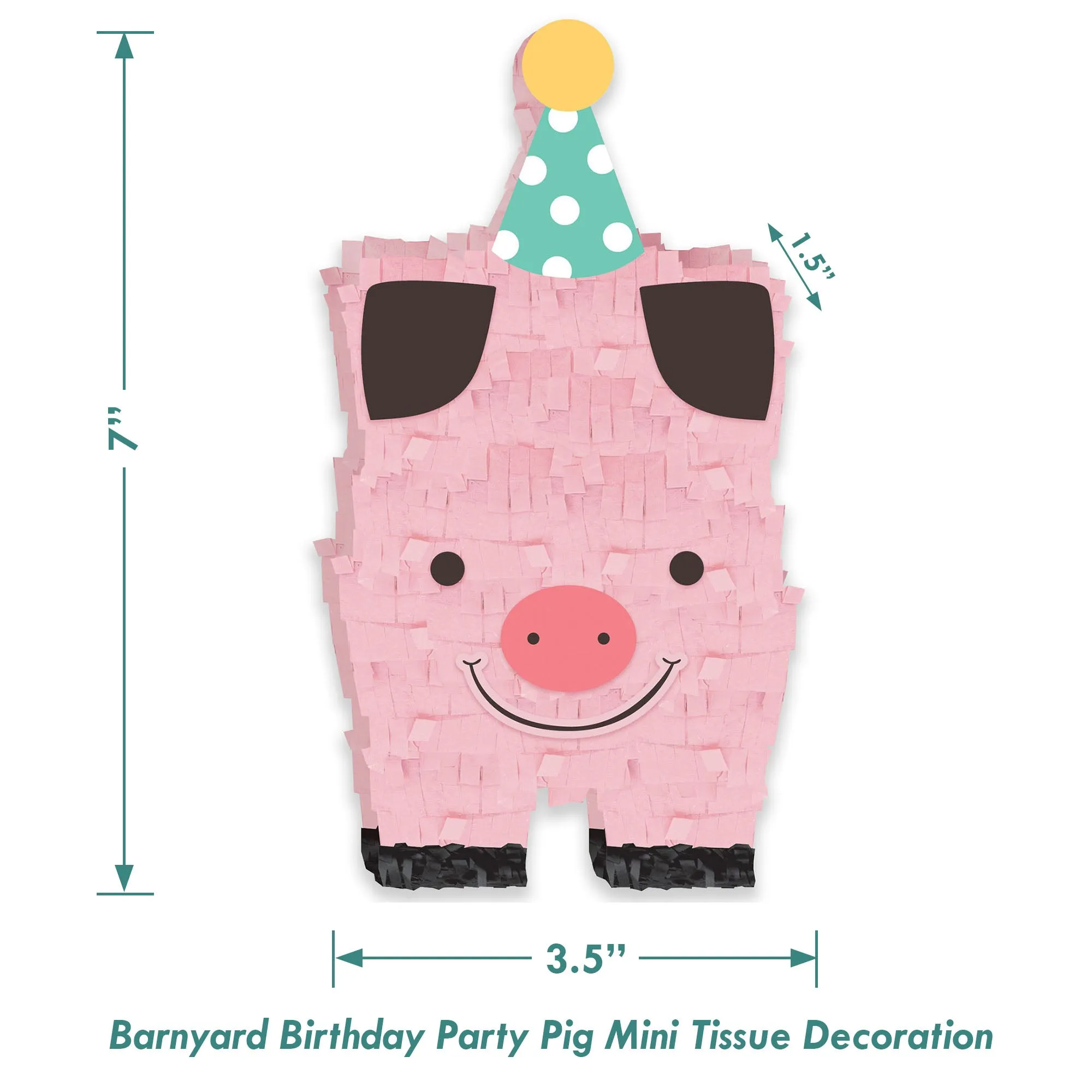 Barnyard Birthday Party Pig Mini Tissue Decoration, 2 Count