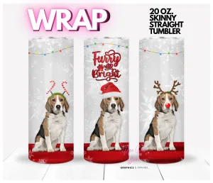 BEAGLE FURRY BRIGHT- Digital tumbler wrap for 20 oz skinny straight tumbler