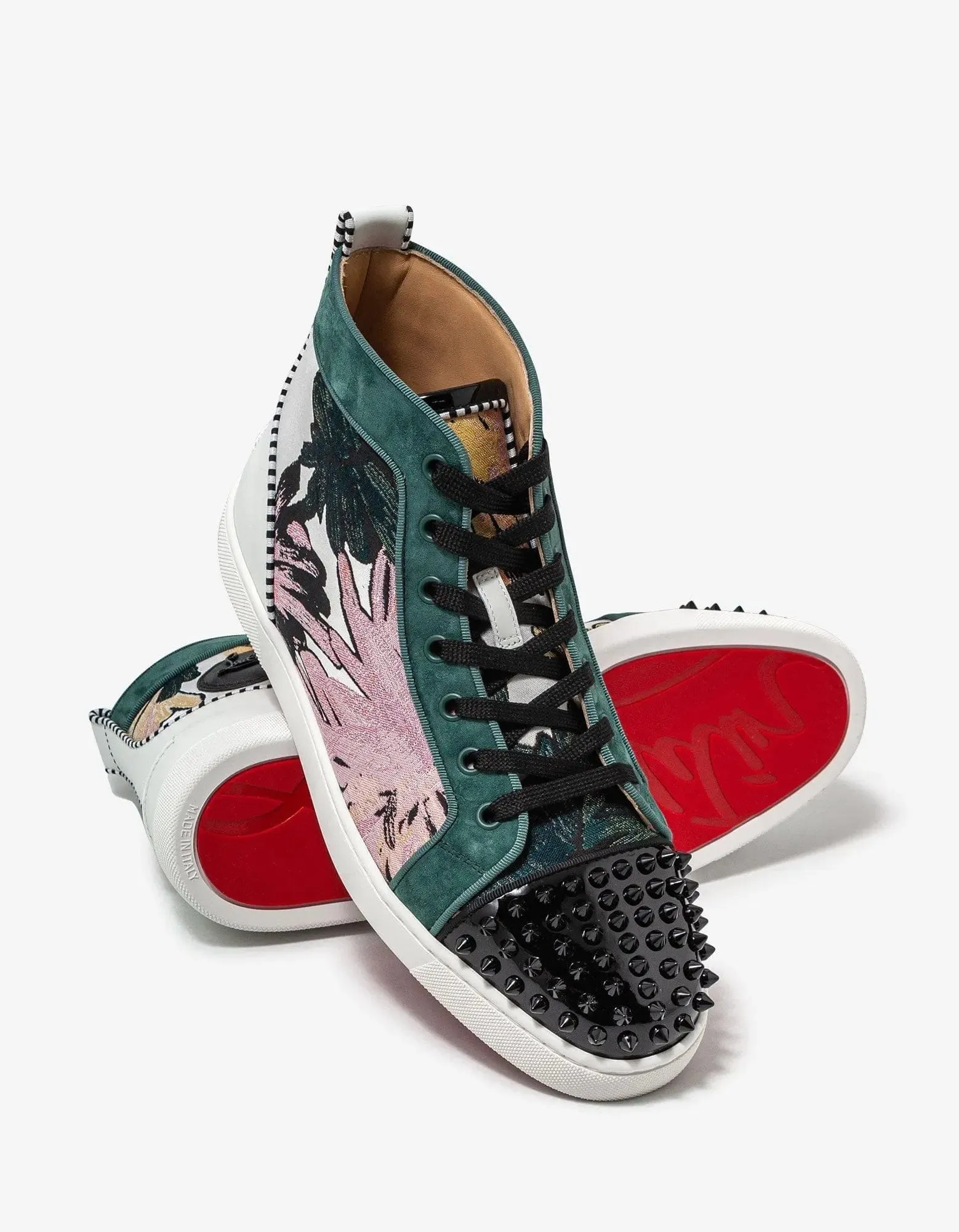 Christian Louboutin Lou Spikes Orlato Hanabi Floral Print High Top Trainers