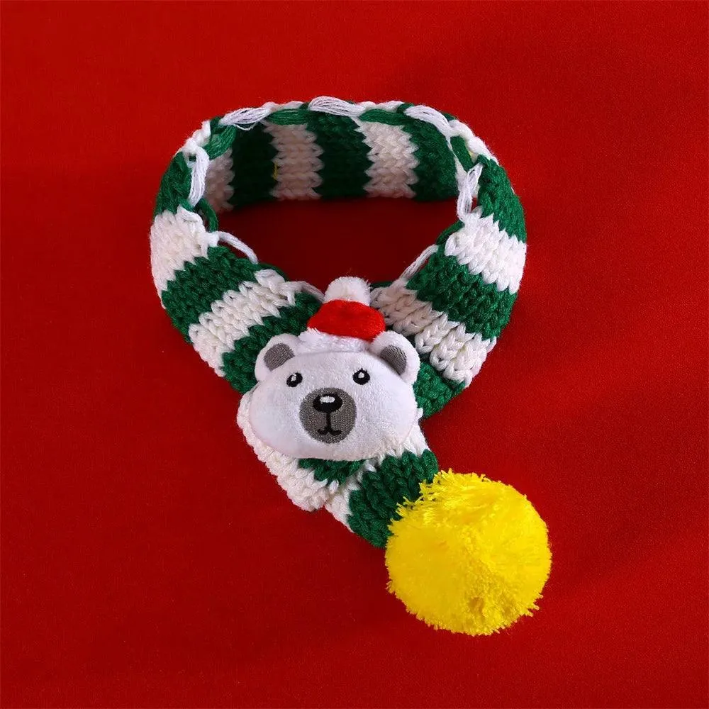 Christmas Pet Scarf & Hat with Bear Decoration