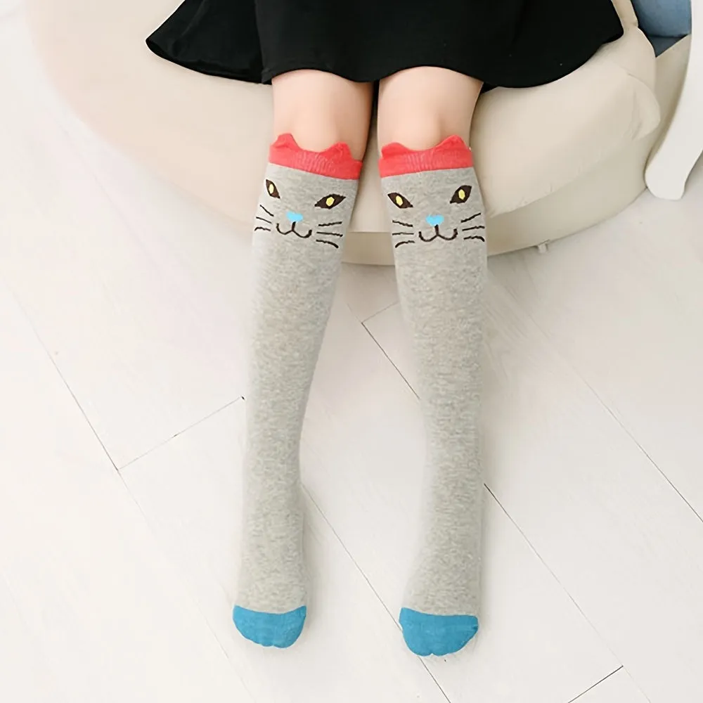 Cute Animal Print Knee High Socks for Stylish Girls