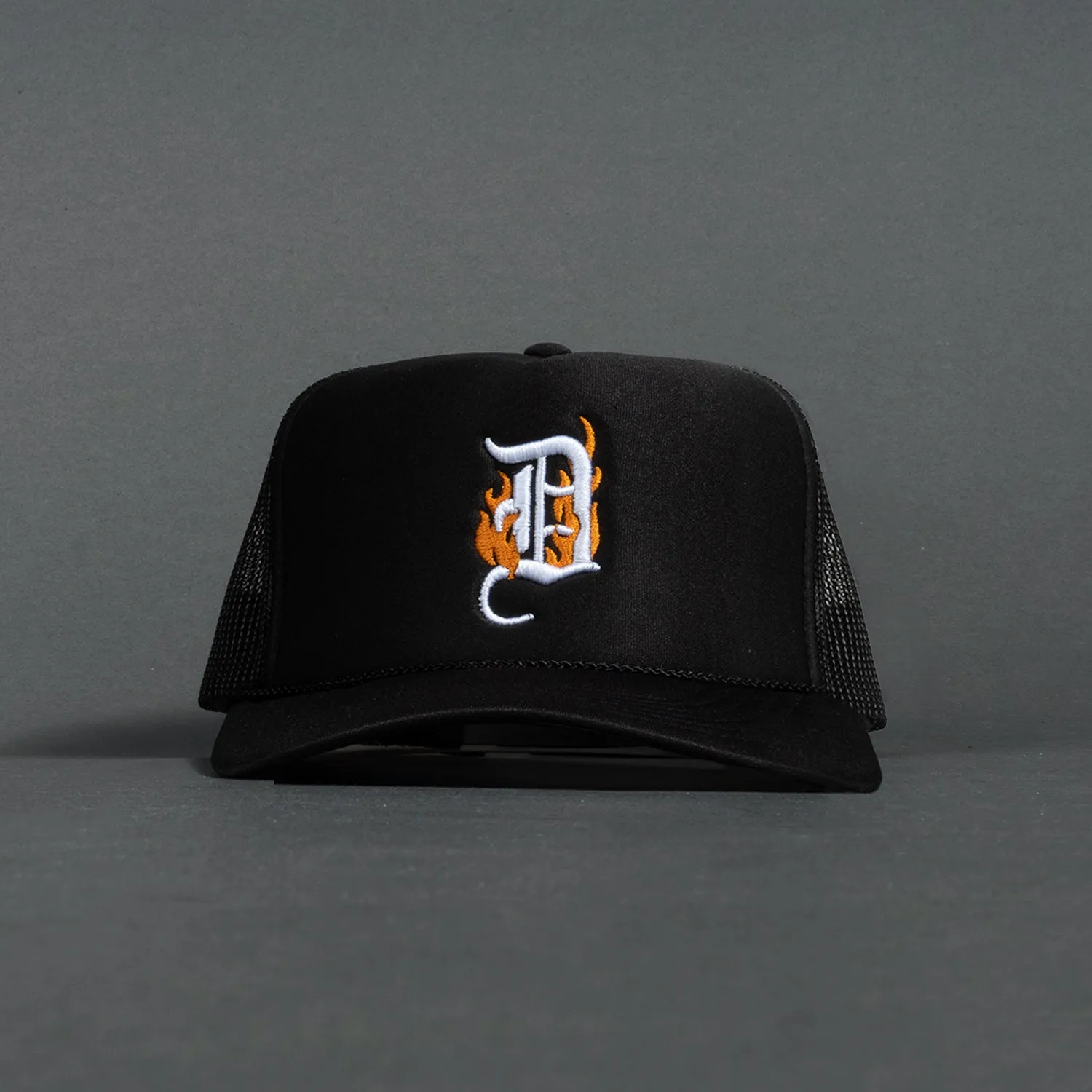 D Flames Trucker Hat - Black