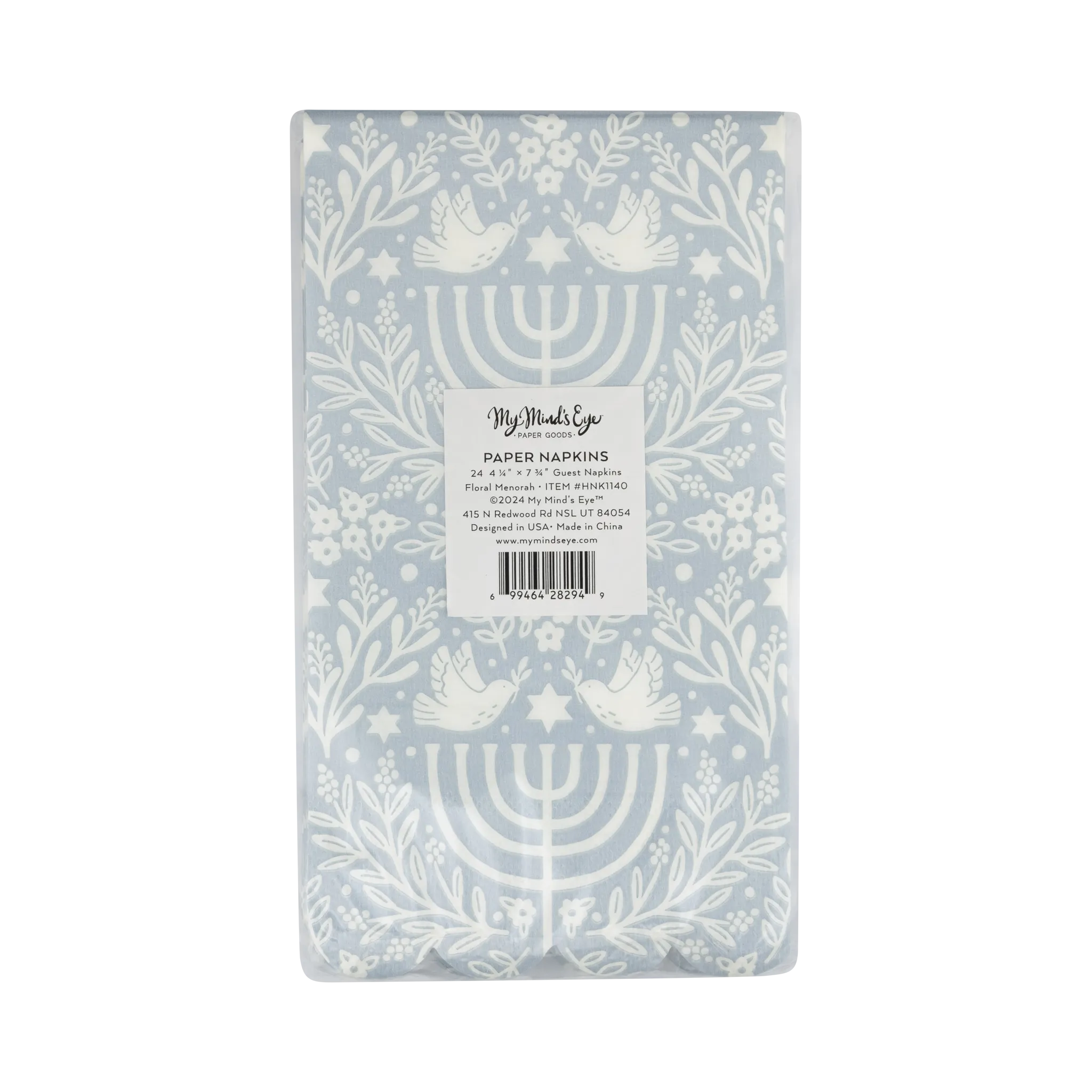 Floral Menorah Dinner Napkin