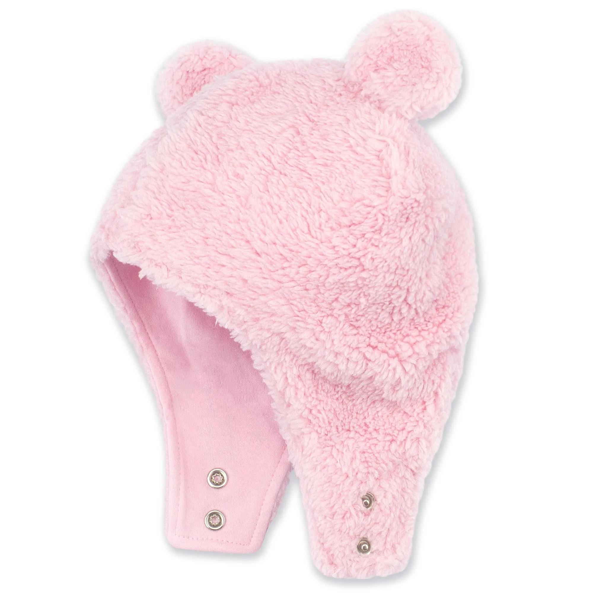 Furry Bear Hat - Baby Pink