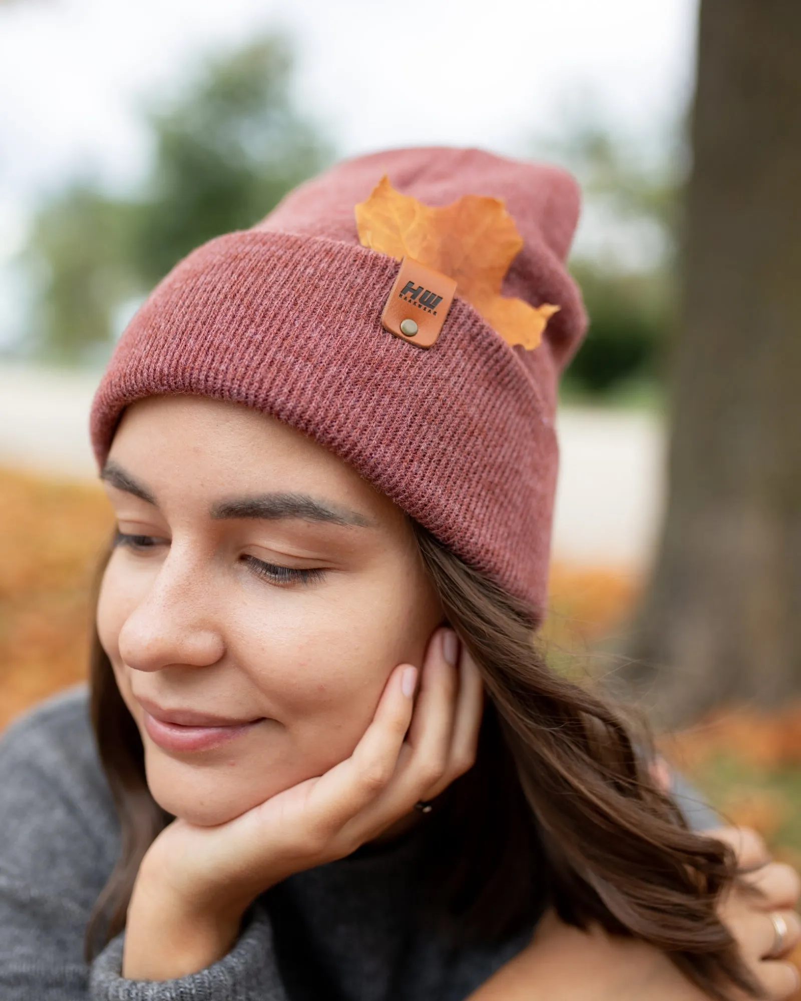 HAAKWEAR Knit Cuffed Beanie - Rusty Burgundy, Made in USA