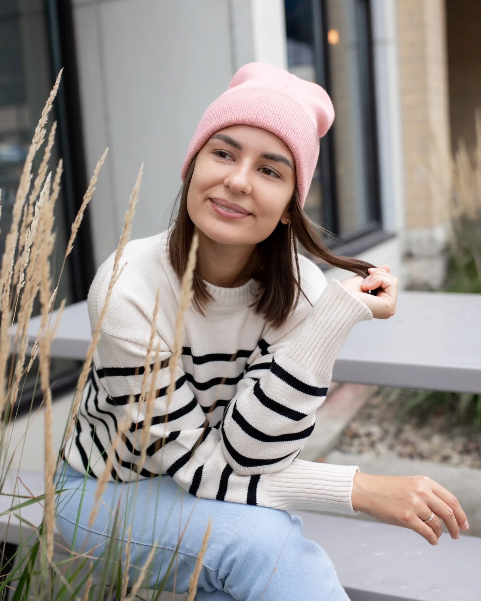 HAAKWEAR Traditional Silent Cuffed Beanie, Pearl Pink