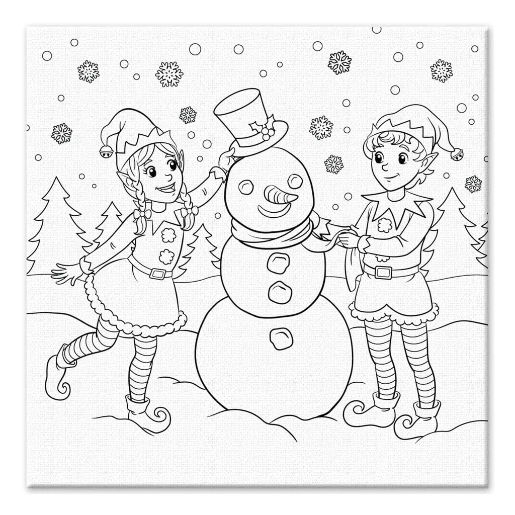 Holiday Canvas:  Stretch Artist Printed Back-Stapled-Holiday Pals, 12INx12IN