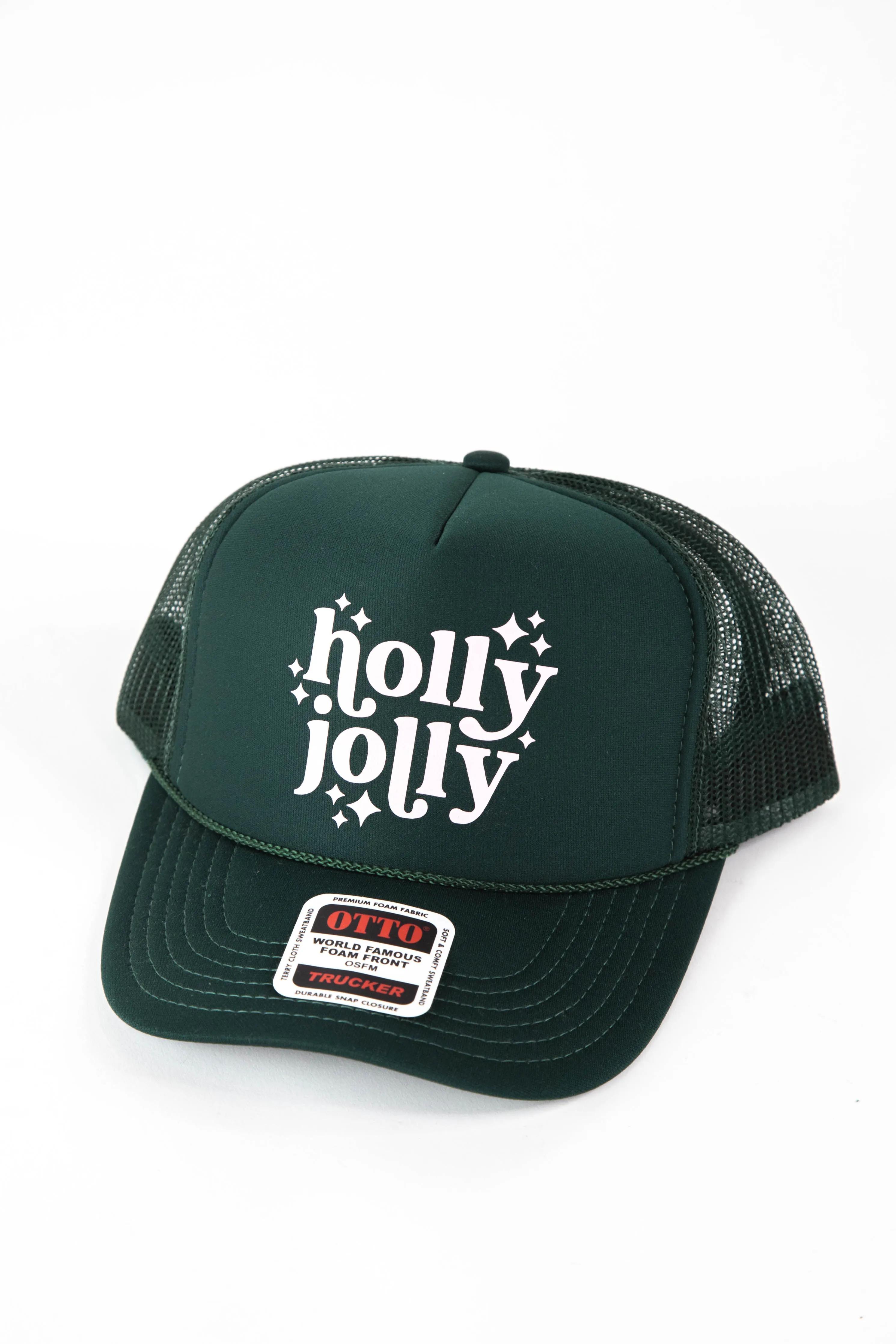 Holly Jolly Hat, Hunter Green/Pink