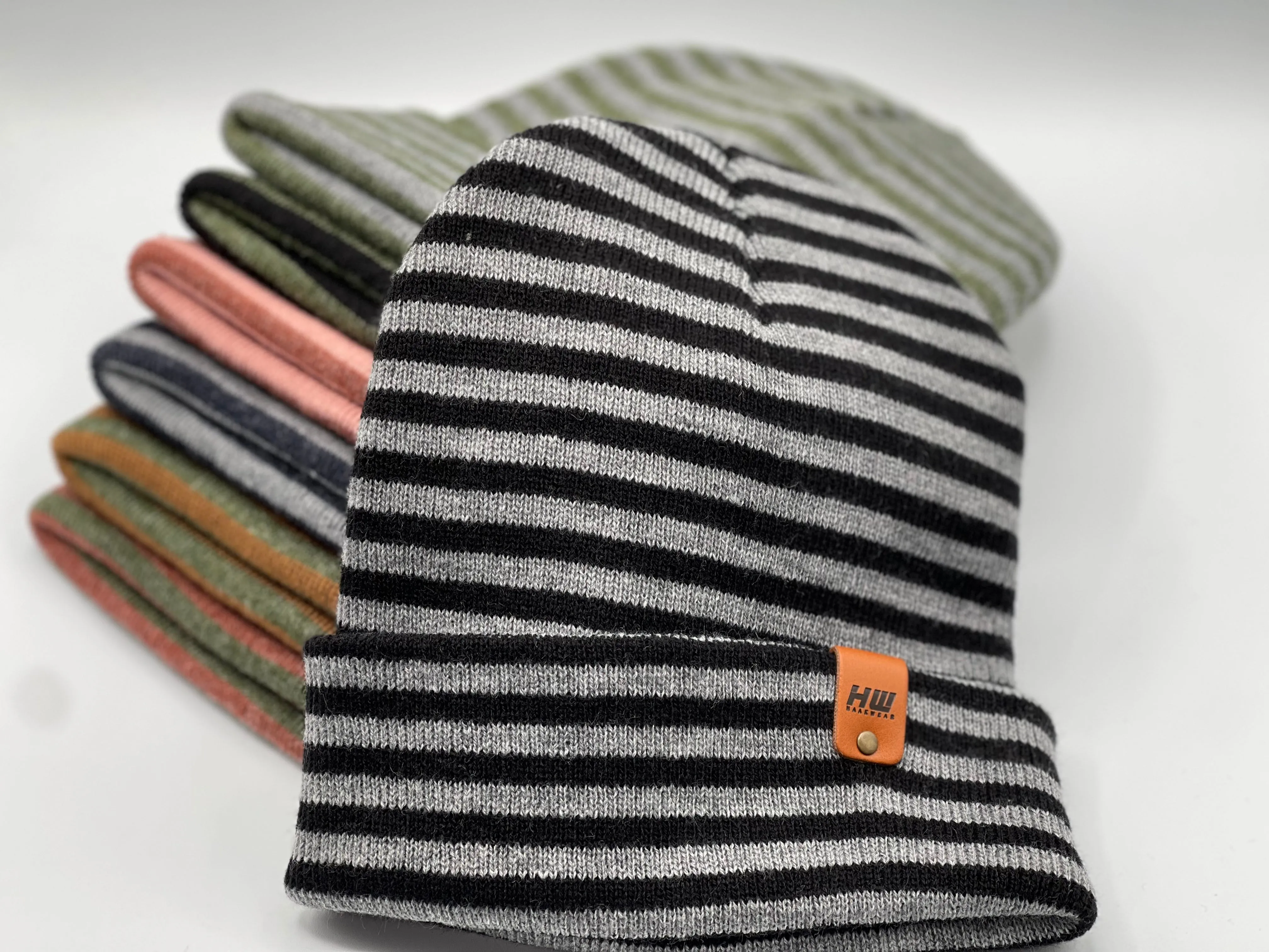 HW6064 HAAKWEAR Traditional RORO Cuffed Beanie - Gray/Black, Made in USA