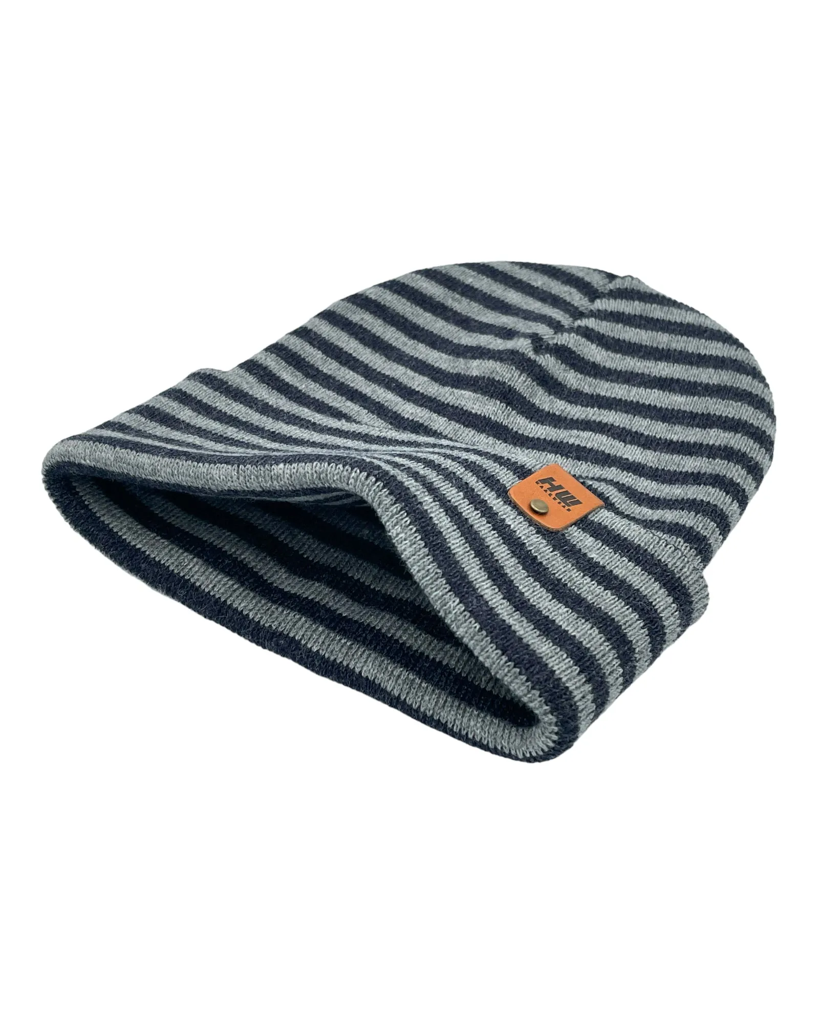 HW6064 HAAKWEAR Traditional RORO Cuffed Beanie - Gray/Blue, Made in USA