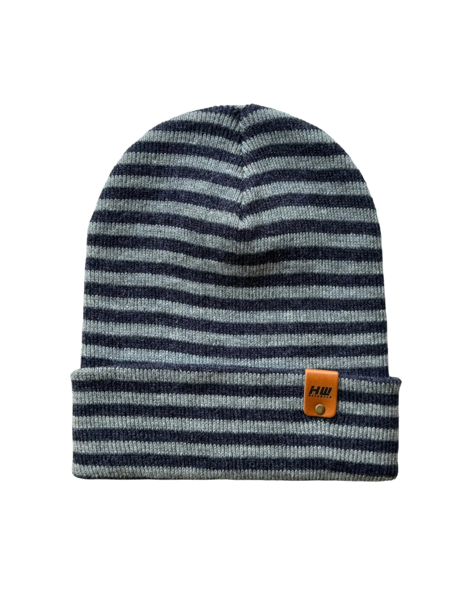 HW6064 HAAKWEAR Traditional RORO Cuffed Beanie - Gray/Blue, Made in USA