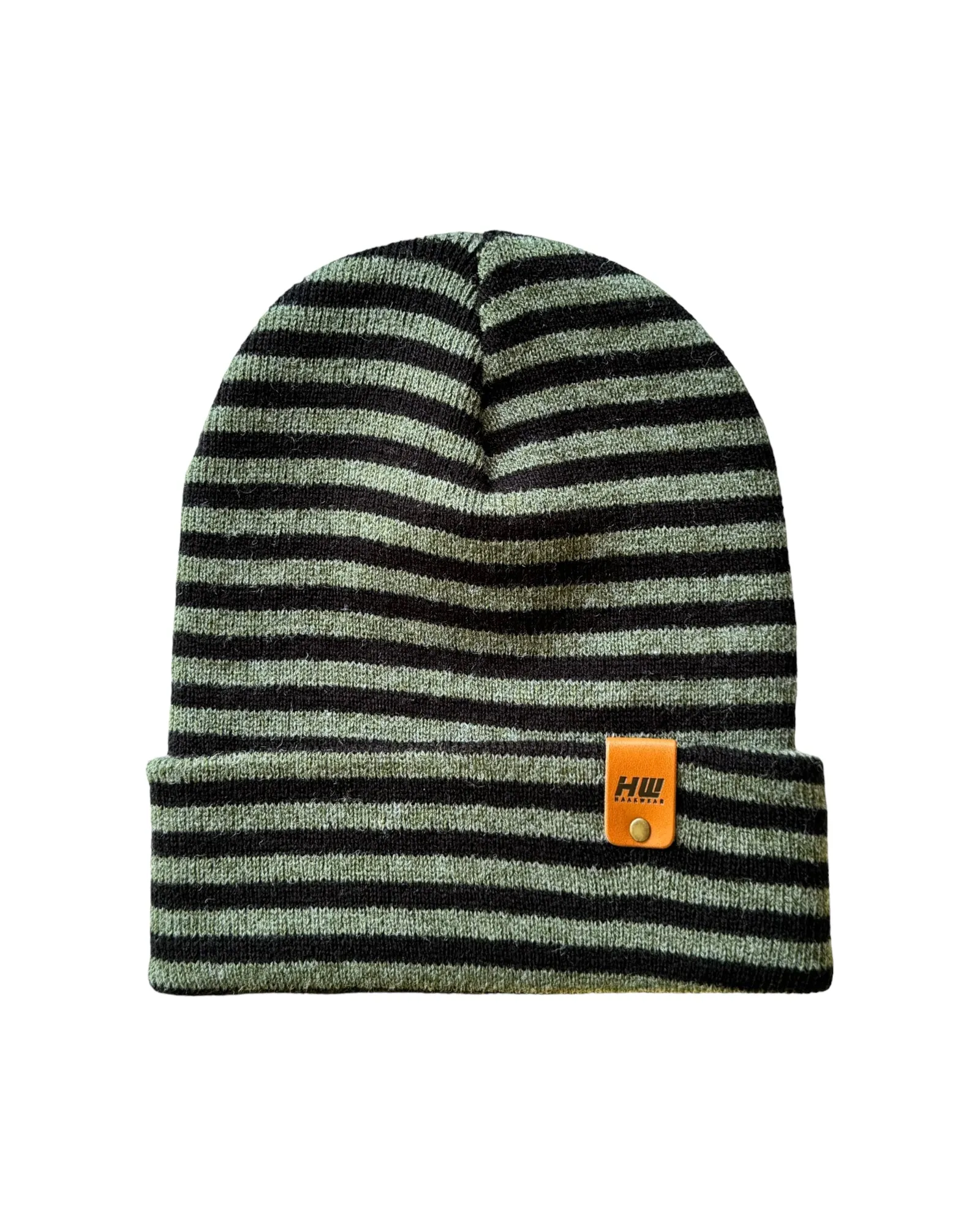 HW6064 HAAKWEAR Traditional RORO Cuffed Beanie - Green/Black, Made in USA