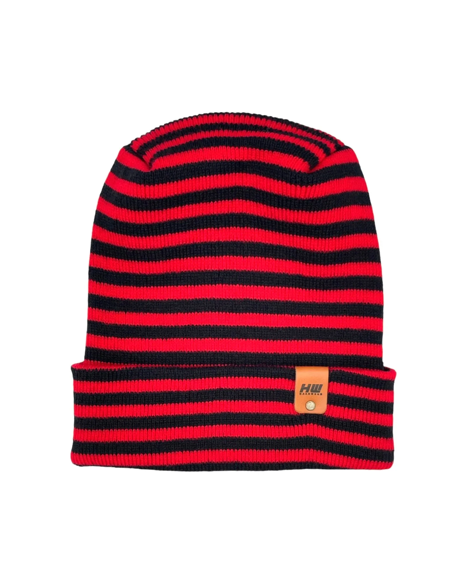 HW6095 HAAKWEAR Theta Stitch RORO Cuffed Beanie (Patent Pending Design)-Black/Red, Made in USA