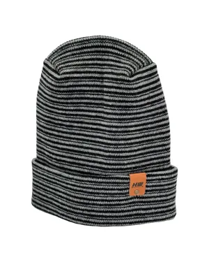 HW6101 Modern Theta Stitch Contrast Cuffed Beanie (Patent Pending Design)-Gray/Black, Made in USA