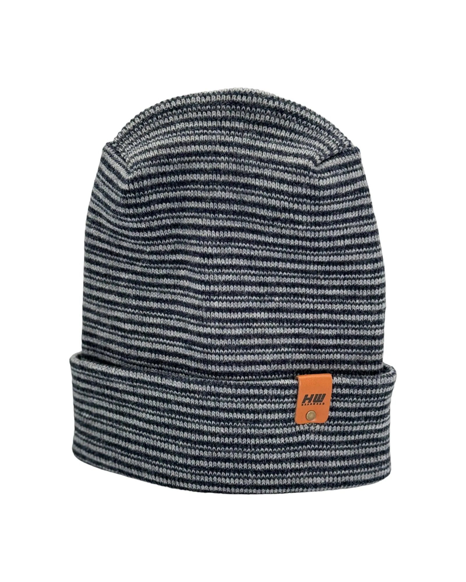 HW6101 Modern Theta Stitch Contrast Cuffed Beanie (Patent Pending Design)-Gray/Blue, Made in USA