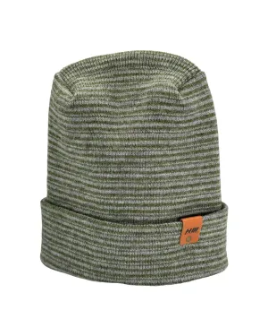 HW6101 Modern Theta Stitch Contrast Cuffed Beanie (Patent Pending Design)-Gray/Green, Made in USA