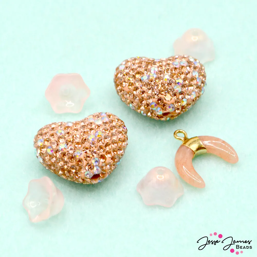 Peach Fuzz Love Rhinestone Beads