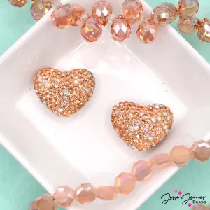 Peach Fuzz Love Rhinestone Beads