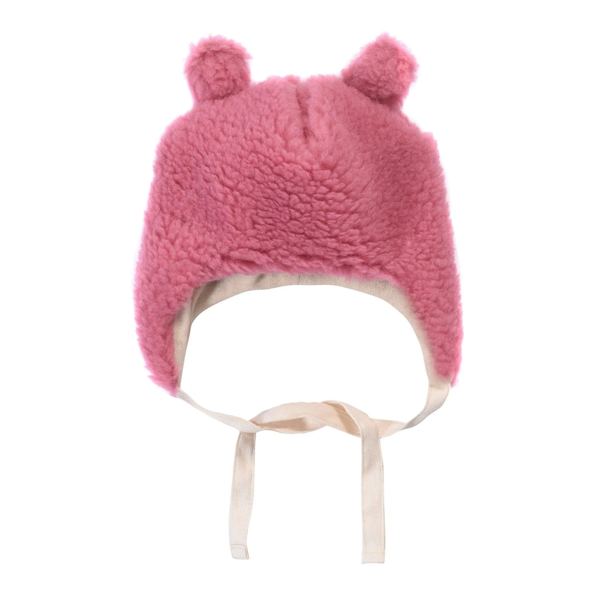 Pink Bear Woolen Baby Hat