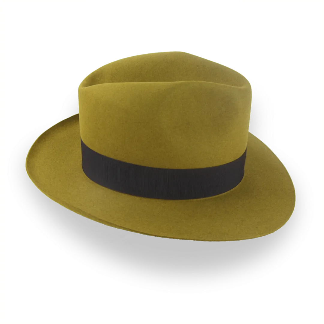 Retro Mustard Fedora Hat in Artisanal Beaver Fur Felt | The Chacho