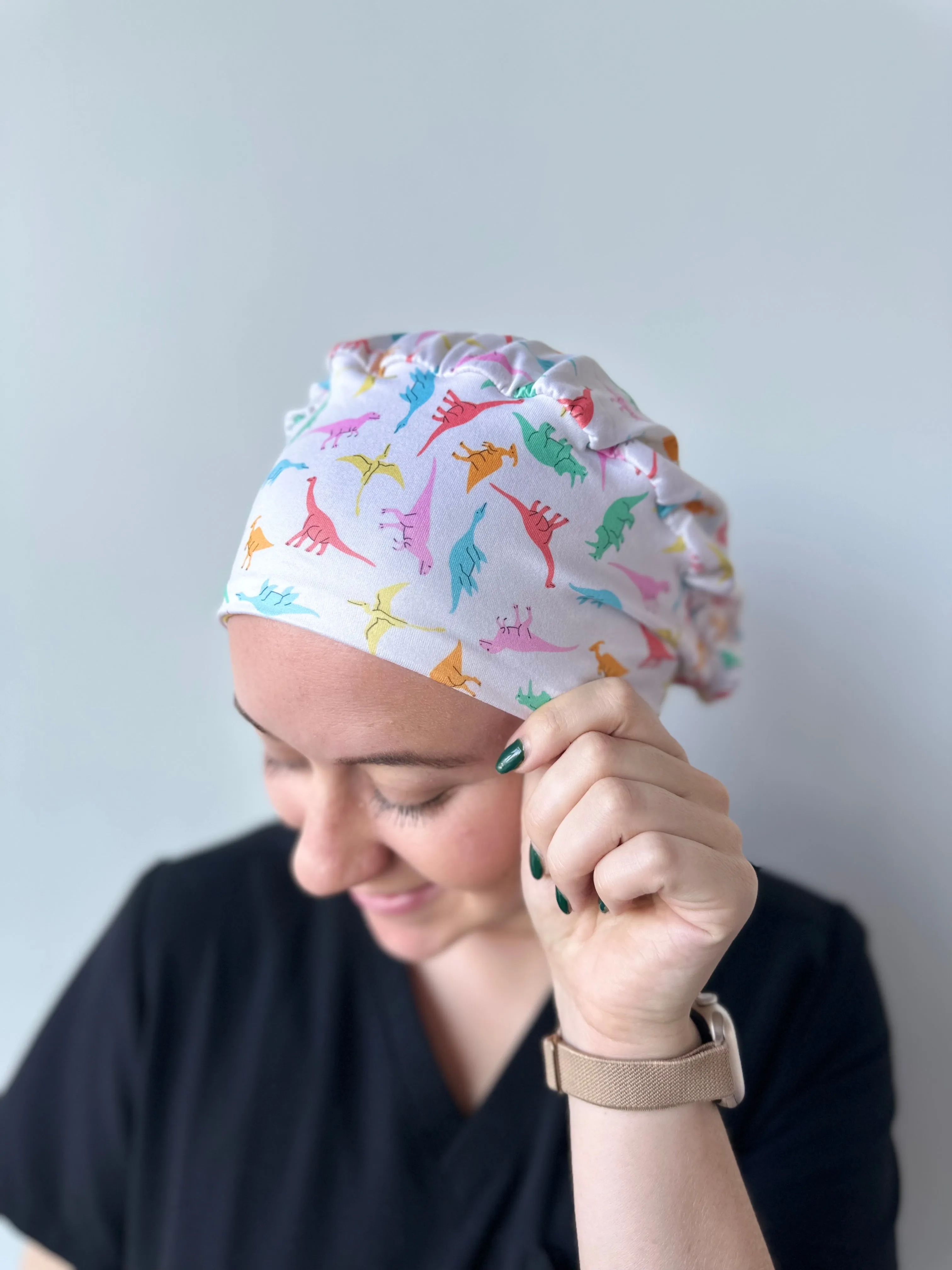 Scrub Hat - Playful Dinosaurs