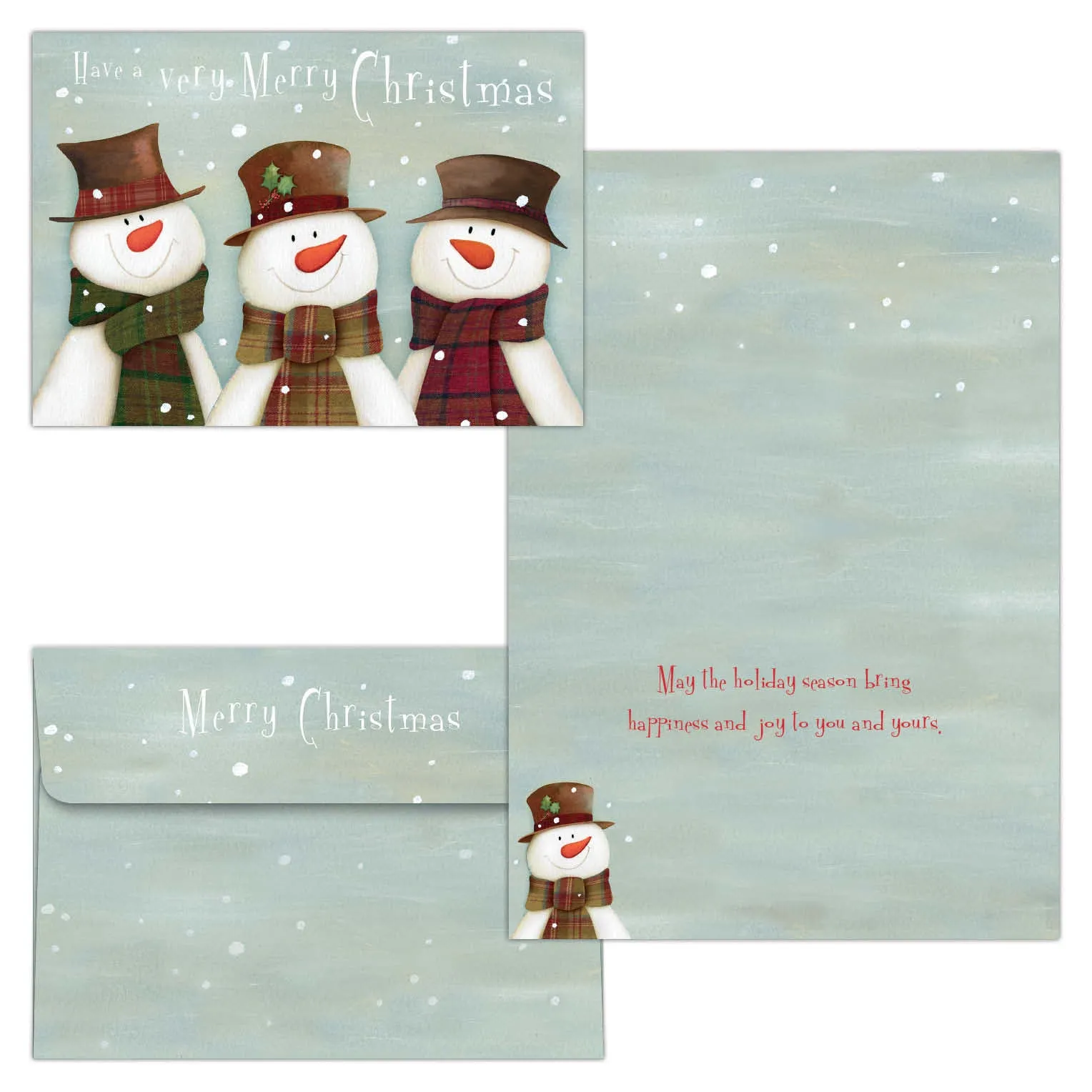 Snowman Trio -  30 Boxed Christmas Cards and Envelopes