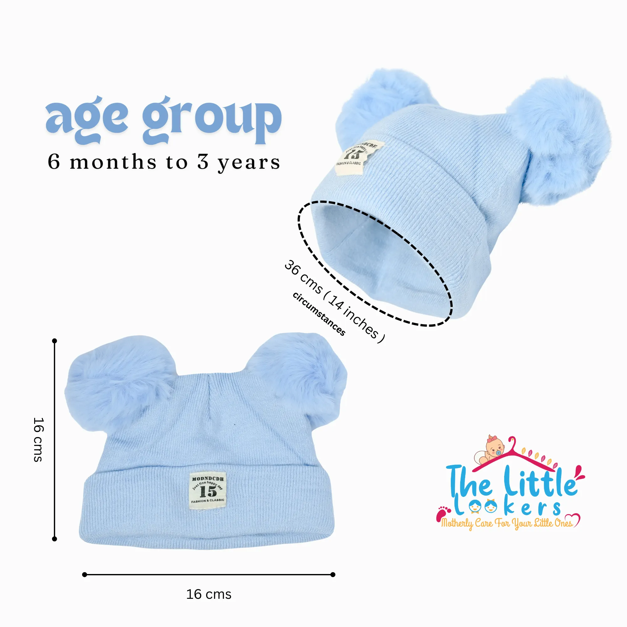 THE LITTLE LOOKERS Baby Knit Cap I Winter Pom Pom Beanie Cap for Kids/Toddler /Girls/ Boys (6 Months - 3 Years Baby)