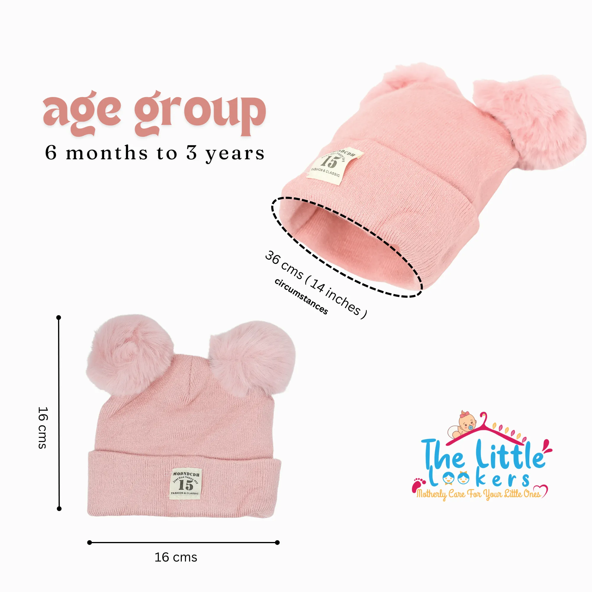 THE LITTLE LOOKERS Baby Knit Cap I Winter Pom Pom Beanie Cap for Kids/Toddler /Girls/ Boys (6 Months - 3 Years Baby)