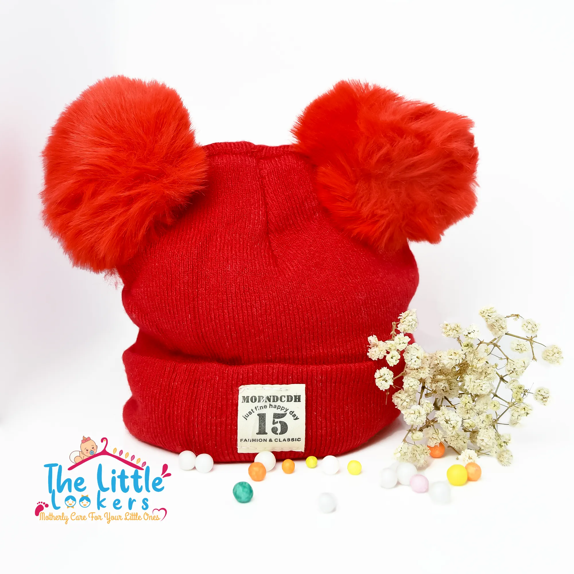 THE LITTLE LOOKERS Baby Knit Cap I Winter Pom Pom Beanie Cap for Kids/Toddler /Girls/ Boys (6 Months - 3 Years Baby)